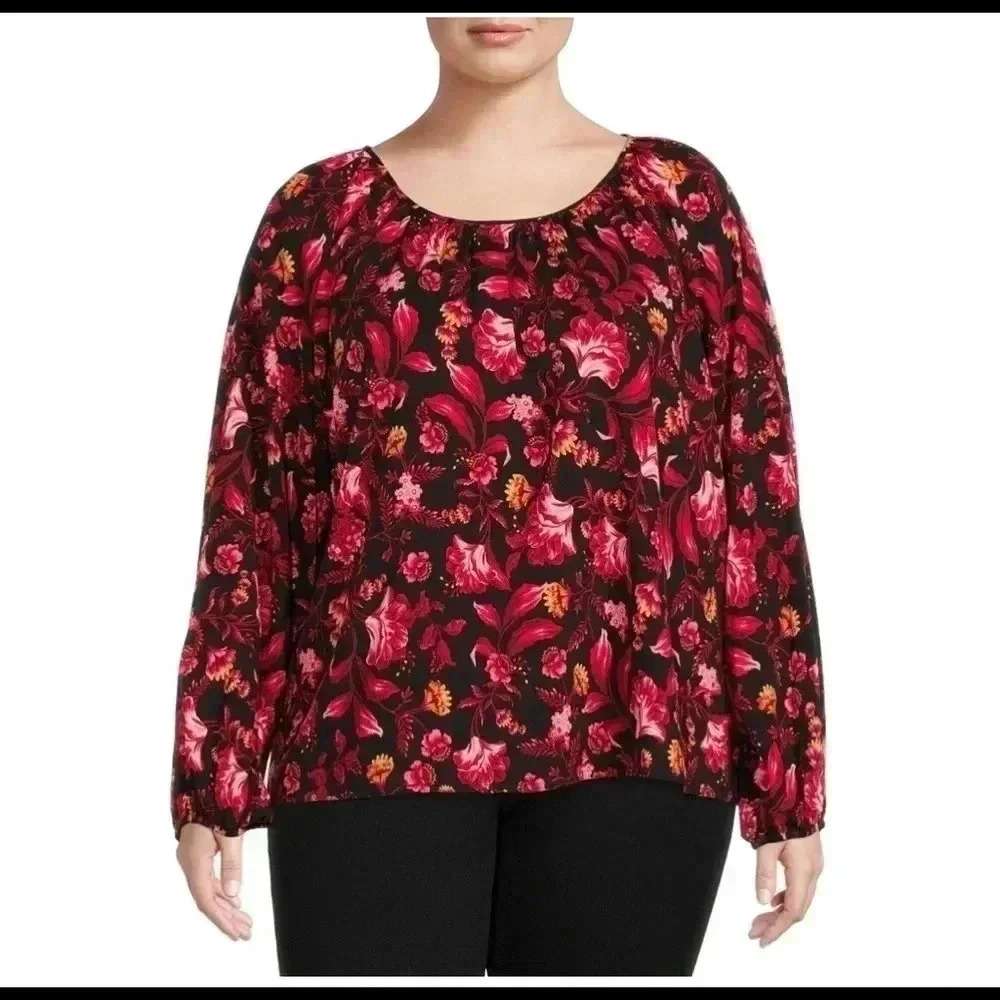 Women's Plus Size Peasant Top from Terra & Sky NWT​​